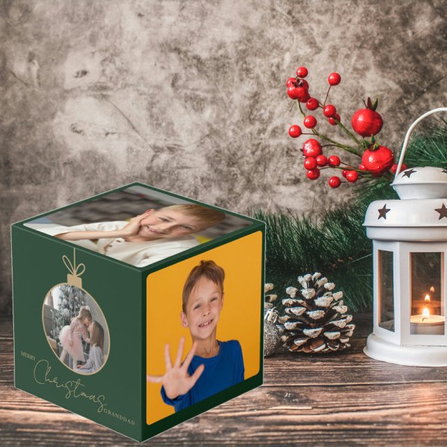Cube Photo collage de photos personnalisé Boule de Noël Joyeu (Créateur téléchargé)