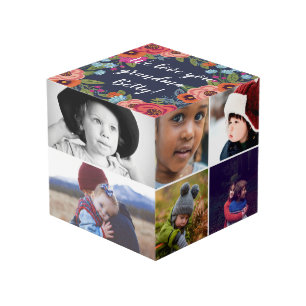 Cube Photo Collage floral de photo de grand-maman d'amour de