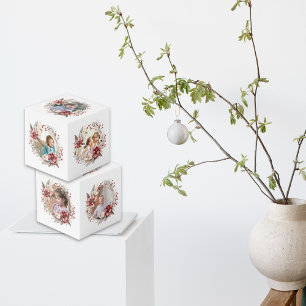 Cube Photo Couronnes de Noël, fleurs rouges et baies