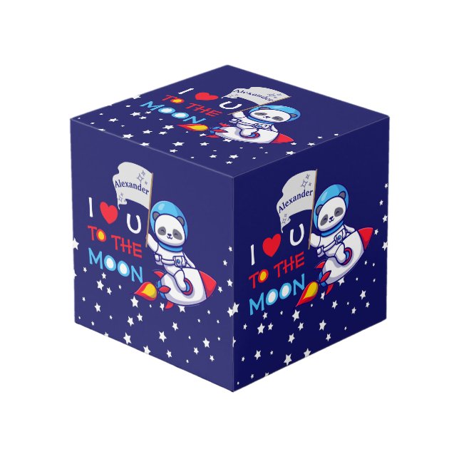 Cube Photo Cute Panda Ours Astronaut Sur Rockship Kids (Angle devant)