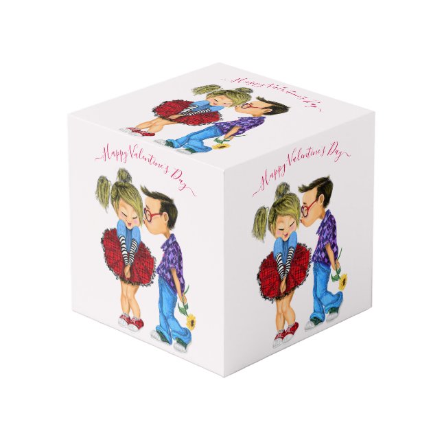 Cube Photo Cute Romantic Couple Love - Valentine's Day Kiss (Angle devant)