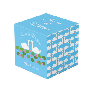 Cube Photo Cygnes blancs et nénuphars Mariage Personnalisé