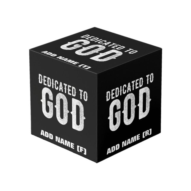 CUBE PHOTO DÉDIÉ À DIEU COOL PERSONNALISABLE TEXTE BLANC (Angle devant)