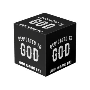 CUBE PHOTO DÉDIÉ À DIEU PERSONNALISABLE COOL TEXTE BLANC