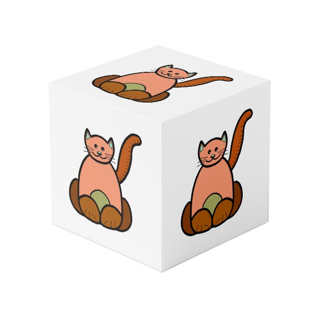 Cube Photo dessin animé de chat Brown (Angle devant)