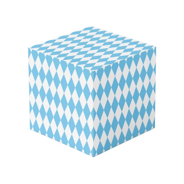 Cube Photo Drapeau bleu et blanc Bavière Rhombus Motif (Angle devant)