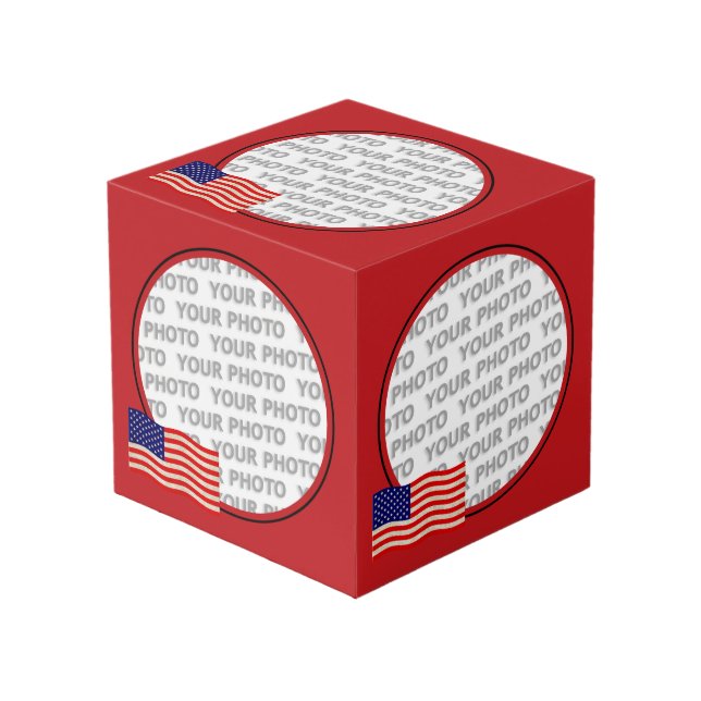 Cube Photo Drapeau des États-Unis d'Amérique - grungy (Angle devant)