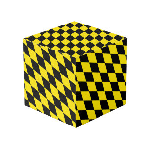 Cube Photo Drapeau diamant de Bavière noire et jaune Motif