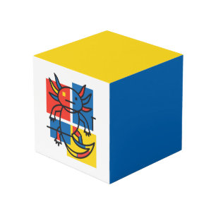 Cube Photo Drôle de motif d'art abstrait Axolotl Piet Mondria