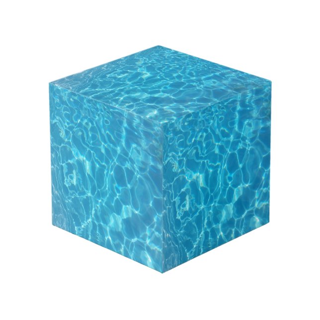 Cube Photo Eau de piscine bleu ciel cristallin (Angle devant)