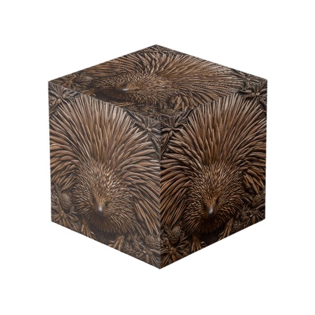 Cube Photo Echidna Australienne En Bois Câblé, (Angle devant)