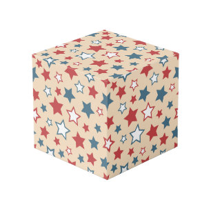 Cube Photo Étoiles rouges et bleues, 4 juillet, fond beige