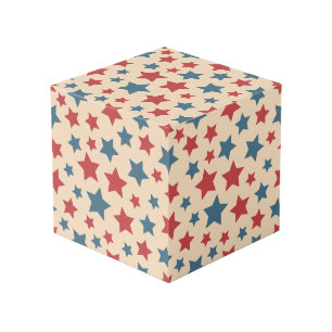 Cube Photo Étoiles rouges et bleues, 4 juillet, fond beige