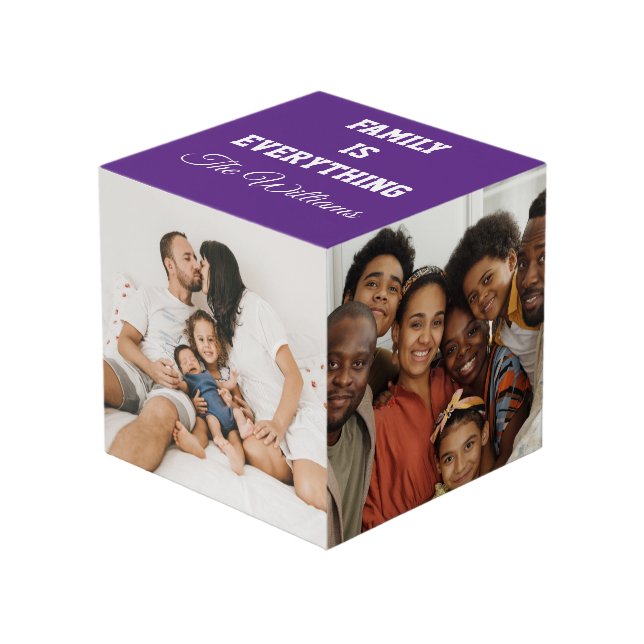 Cube Photo Famille est tout Personnalisé Famille Photos & Nom (Angle devant)