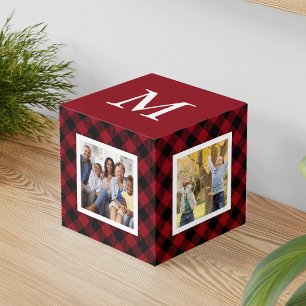 Cube Photo Famille Monogramme Plaid Buffalo