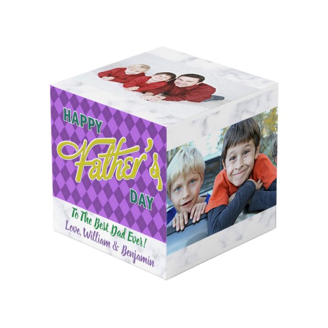 Cube Photo Fête des pères Love Photo Collage 4 Photos (Angle devant)