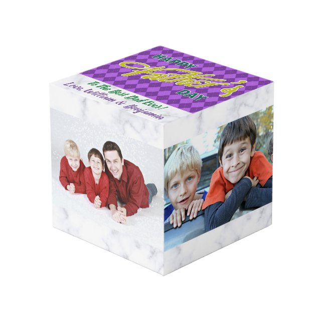 Cube Photo Fête des pères Love Photo Collage 4 Photos (Angle devant)