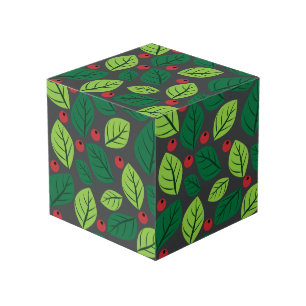 Cube Photo Feuilles verts, Berries Rouges, Motif Des Feuilles