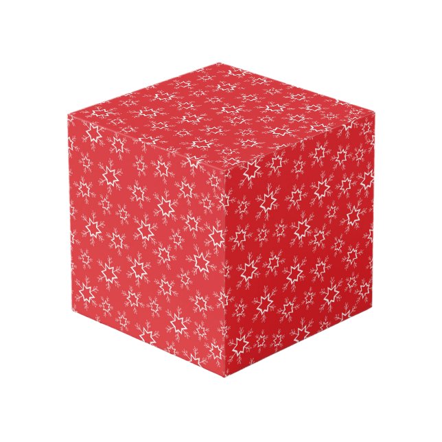 Cube Photo Flèches de neige, Flakes rouges et blancs, Neige (Angle devant)
