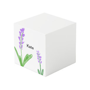 Cube Photo Fleur d'eau aquarelle lavande violette ajouter nom