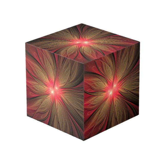 Cube Photo Fleur fractale de fansy rouge (Angle arrière)