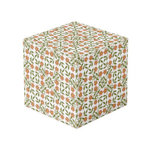 Cube Photo Fleurs orange, Motif Floral, Verdure, Boho