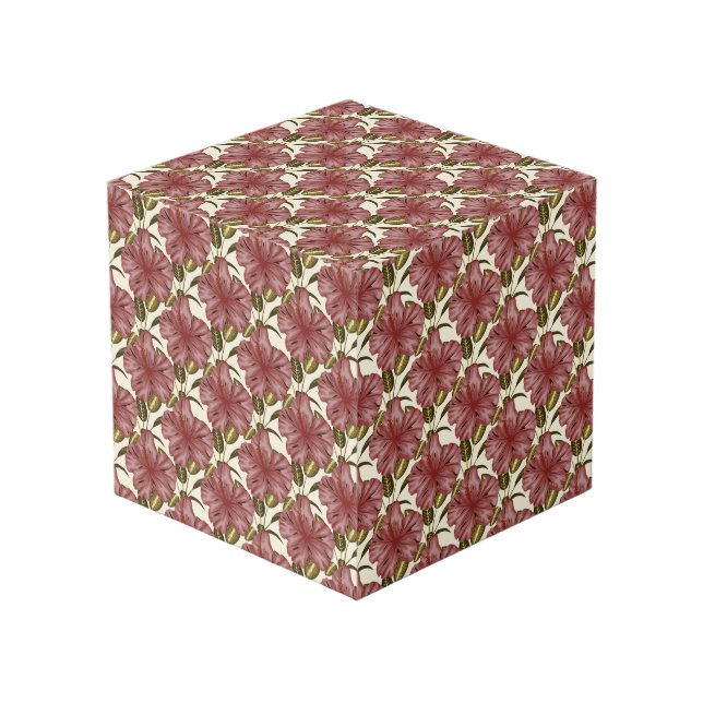 Cube Photo Fleurs tropicales motif sans couture | fleurs roug (Angle devant)