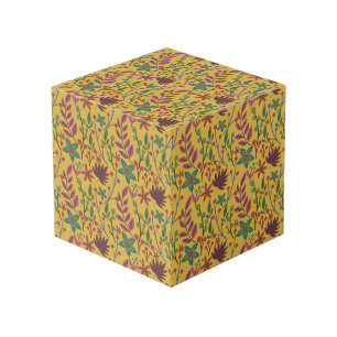 Cube Photo Floral sans couture motif fleurs jaunes et feuille