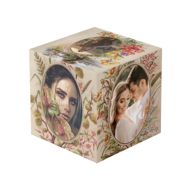 Cube photo florale vintage de Bohême (Angle arrière)