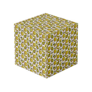Cube Photo Fruits tropicaux sans couture motif jaune et blanc