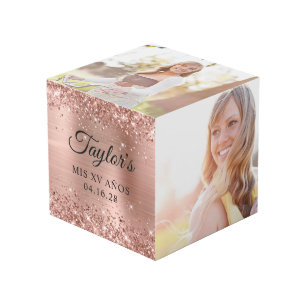 Cube Photo Glitter Rose Gold Foil Mis XV Años Photo
