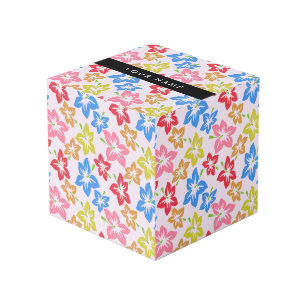 Cube Photo Hibiscus Coloré, Motif De Fleurs, Votre Nom
