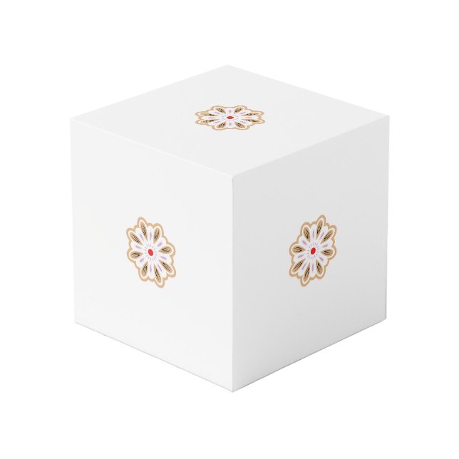 Cube Photo Impression d'art floral Mandala | Décor Boho (Angle arrière)