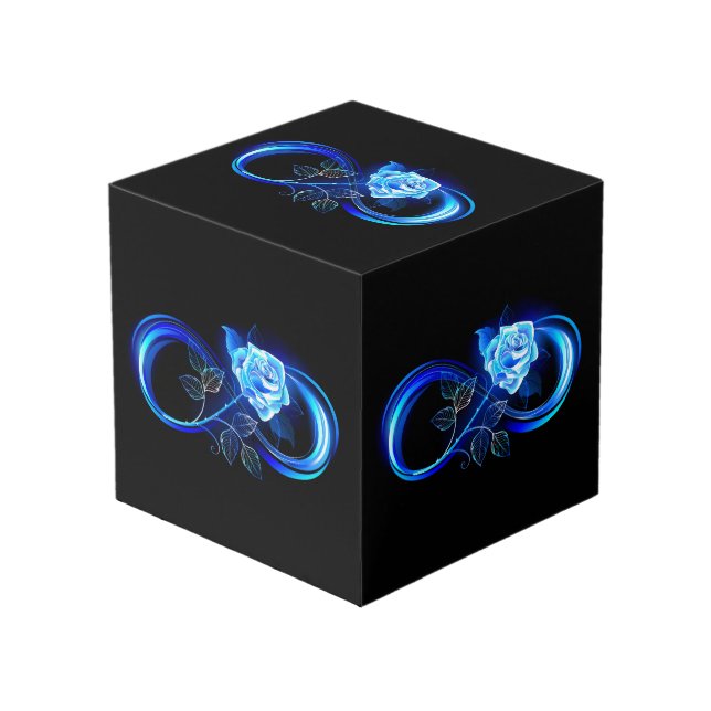 Cube Photo Infini lumineux avec rose bleue (Angle devant)