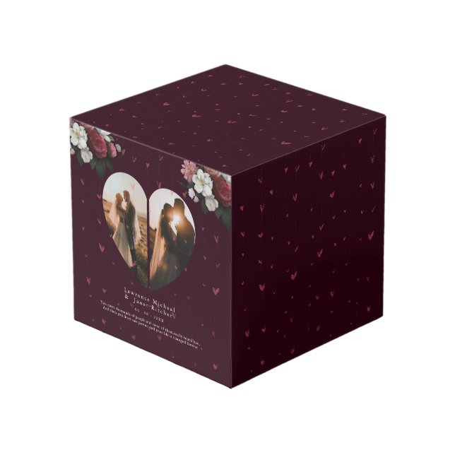 Cube Photo joli cadeau Red Custom Heart pour elle & lui (Angle devant)