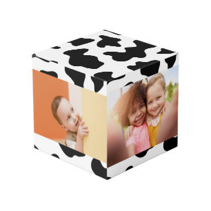 Cube Photo Jolie photo d'imprimé vache animal de ferme noir b