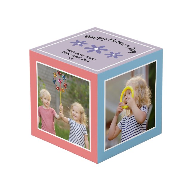 Cube Photo Joyeuse Fête des Mères Personnalisée avec Multi Ph (Angle devant)