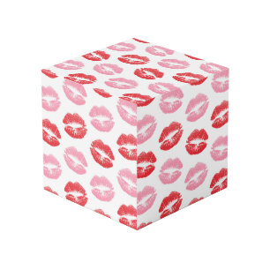 Cube Photo Lèvres rouges et roses, Motif des lèvres, bâton à