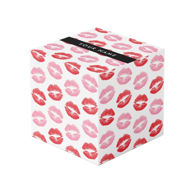 Cube Photo Lèvres Rouges, Lèvres Roses, Baiser, Votre Nom, Pe (Angle devant)