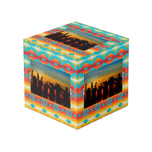 Cube Photo Lignes de formes tribales (Angle devant)