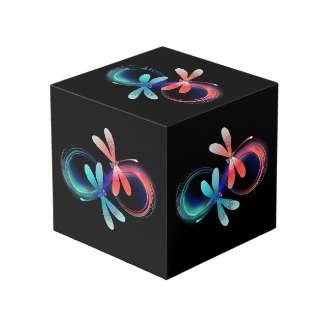 Cube Photo L'infini avec des libellules lumineuses (Angle devant)