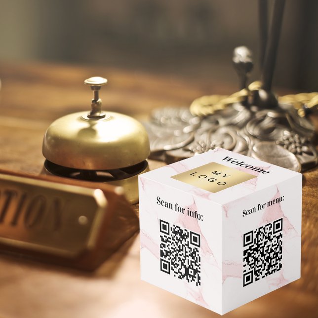 Cube Photo Logo de l'entreprise de bienvenue QR codes table d (Créateur téléchargé)