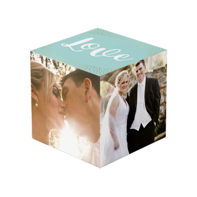 Cube Photo Love - Gold Confetti - Photos Mariages (Angle devant)