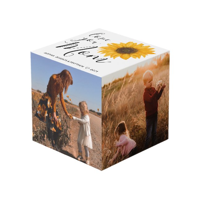 Cube Photo Love You Mom Family Photo Collage Tournesol (Angle devant)