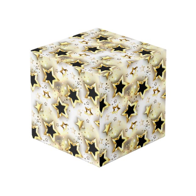 Cube Photo Lumière transparente avec étoiles or (Angle devant)