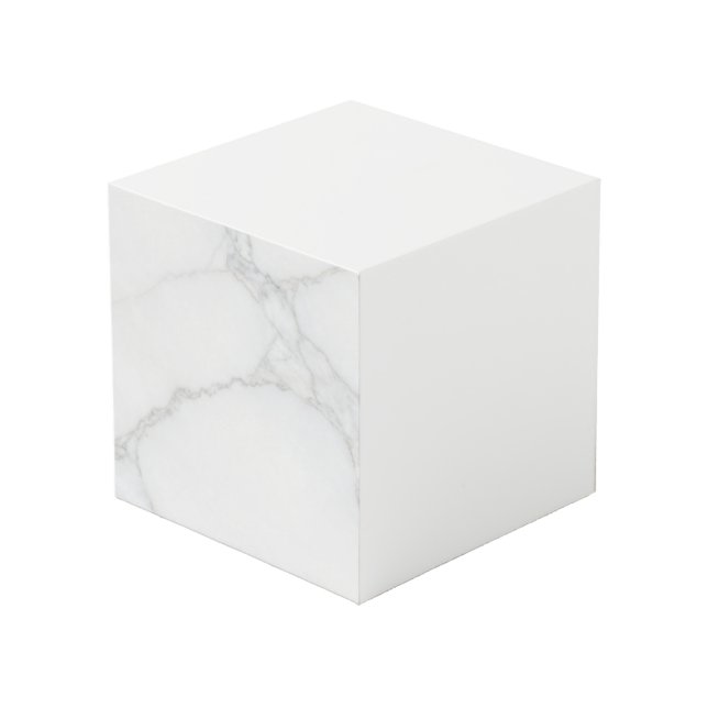 Cube Photo Marbre Blanc (Angle devant)