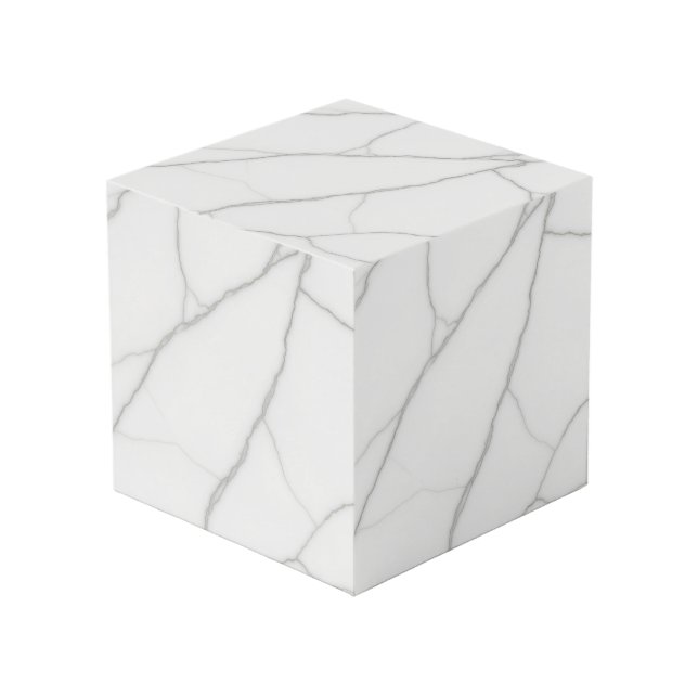 Cube Photo Marbre Blanc (Angle devant)
