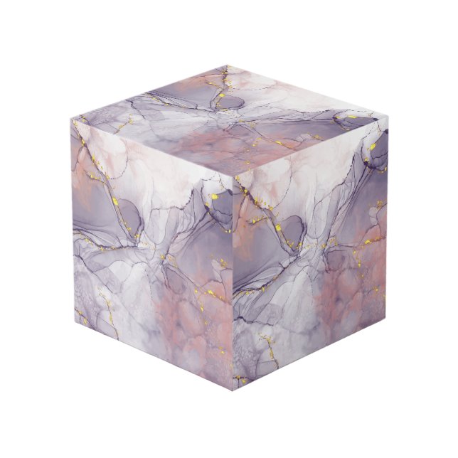 Cube Photo Marbre violet et or (Angle devant)
