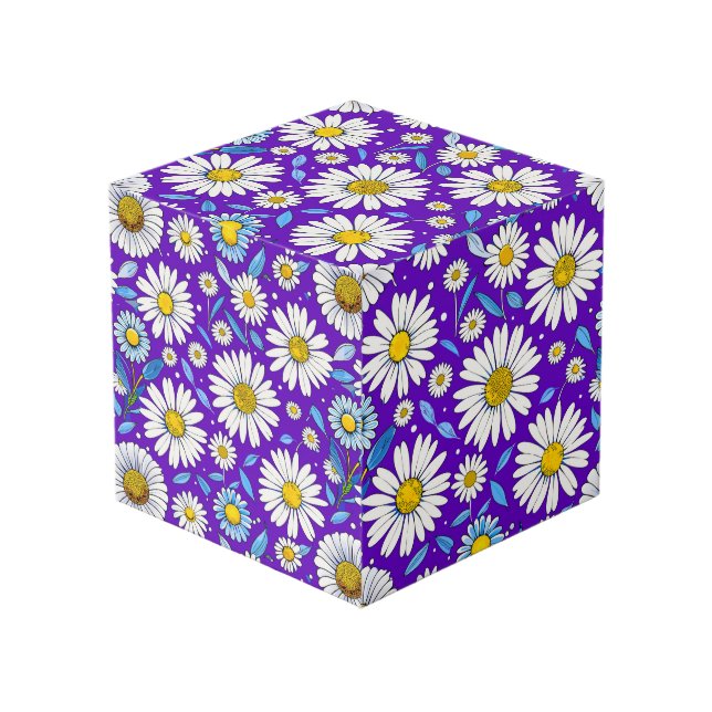 Cube Photo Marguerites et Feuilles (Angle devant)