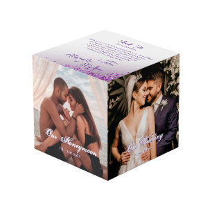 Cube Photo Mariage Violet Magenta Confetti Merci 4 Photo
